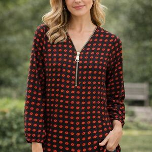 Philosophy Black Top with Red Lip Print